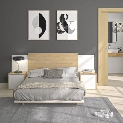 Tete de lit extensible ALIX - Châtaignier naturel / Blanc