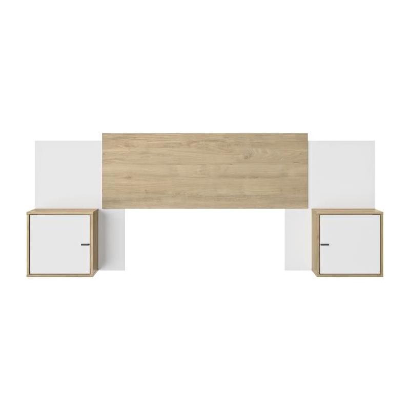 Tete de lit extensible ALIX - Châtaignier naturel / Blanc