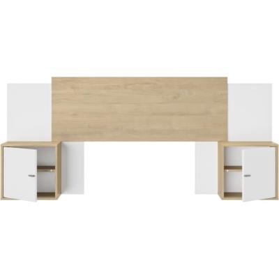 Tete de lit extensible ALIX - Châtaignier naturel / Blanc