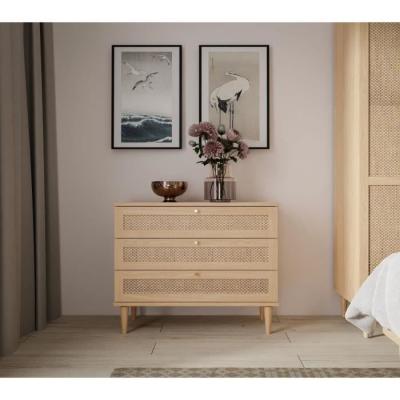 Commode pratique - CALASETTEA - 3 tiroirs - Chêne - 90,4 x 41,4 x 80 cm