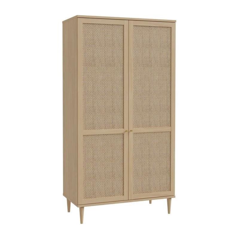 Armoire de chambre CALASETTEA - Style chêne - 2 portes battantes