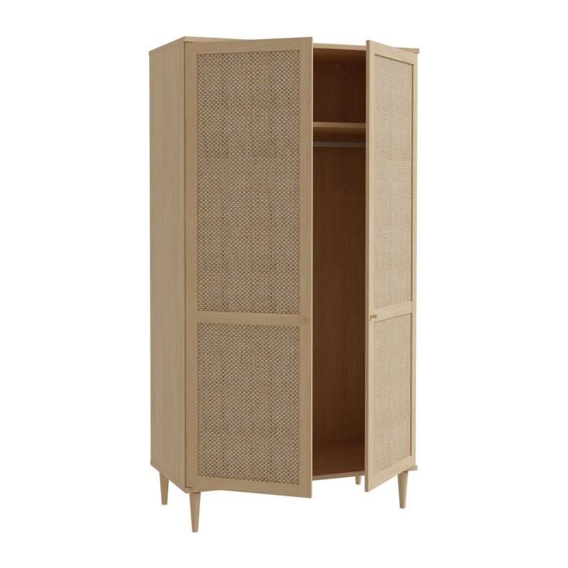 Armoire de chambre CALASETTEA - Style chêne - 2 portes battantes