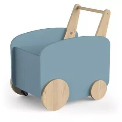 Chariot de rangement scandinave à roulettes - FIRMIANA - Bleu orage - 49,8 x 35 x 52,5 cm