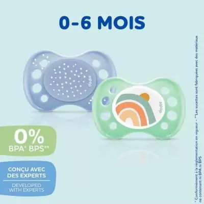 Lot de 3 Sucettes Anatomiques Jour et Nuit 0-6 mois - Au Clair de la Lune