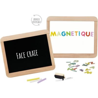 Tableau enfant double face magnétique - Ardoise en bois JEUJURA