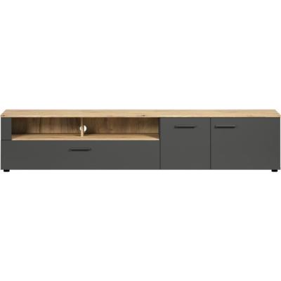 Meuble TV Esteban - Style Urbain - Chêne blond / gris anthracite - 210 x 43 x 41 cm