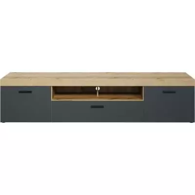 Meuble TV Tyler Urbain Gris Anthracite - Chene Miel