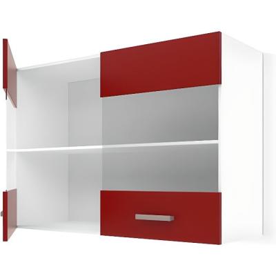 Meuble haut vitré cuisine 80 cm - Rouge mat