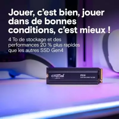 Disque Dur SSD Crucial 4 To PCIe Gen4 NVMe - Performances incroyables Disque Dur SSD Crucial 4 To PCIe Gen4 NVMe - Performances incroyables
