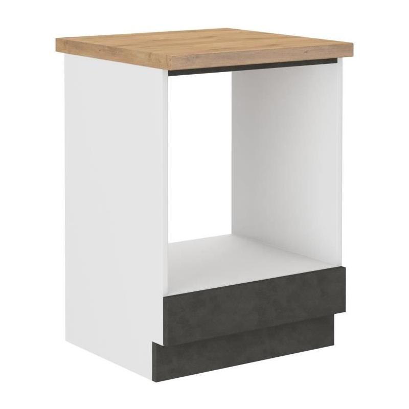Meuble bas pour four encastrable - Gris mat élégant - L 60 x P 51,6 x H 85 cm
