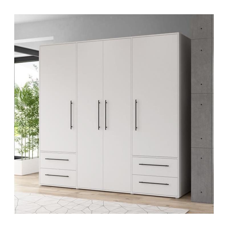 Armoire de chambre MOKKARIS blanc mat - Spacieuse et élégante