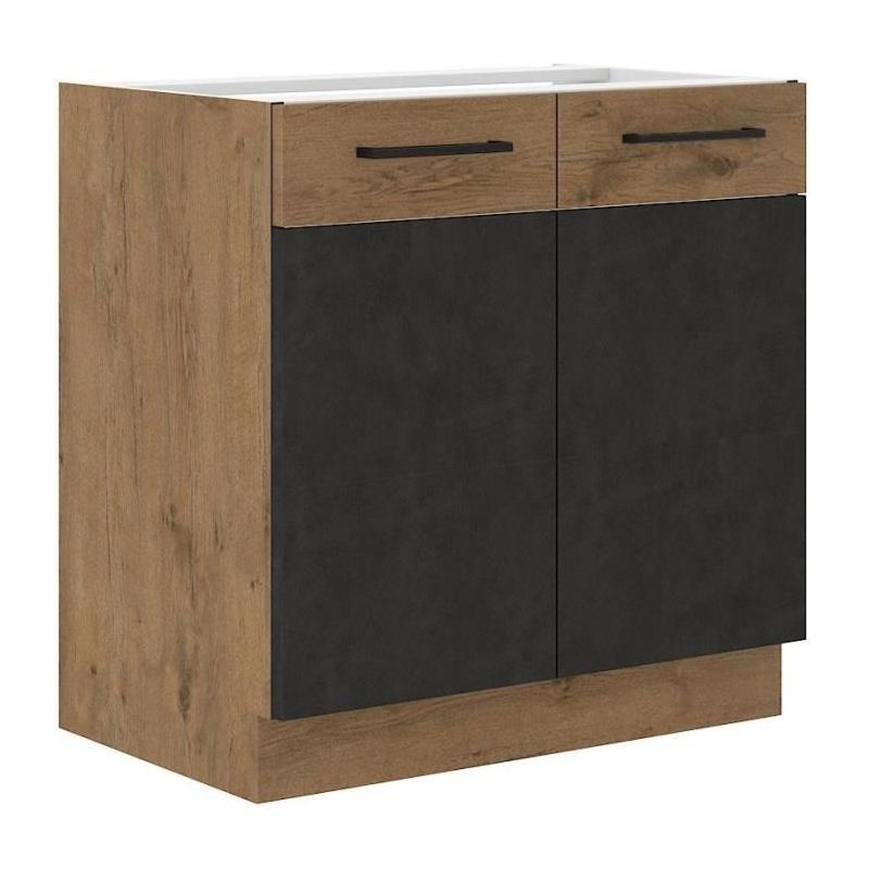 Meuble bas ROCK - Chene Lancelot et gris matera