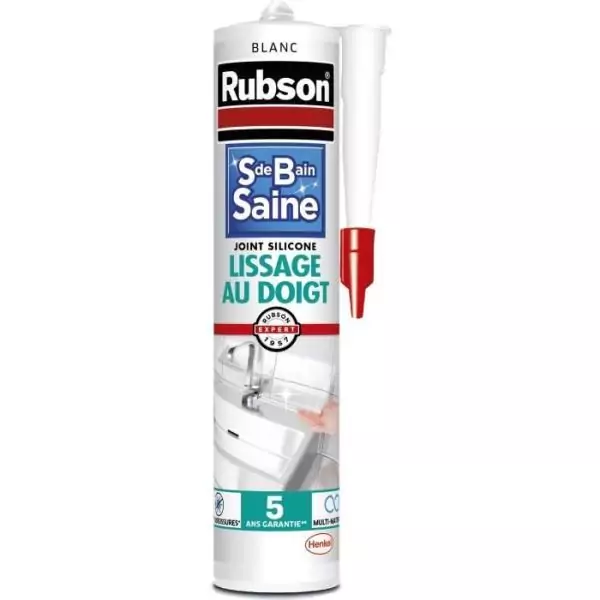 Mastic sanitaires - RUBSON - 1469154 - Salle de bain saine - Lissage au doigt - Blanc - 280ml