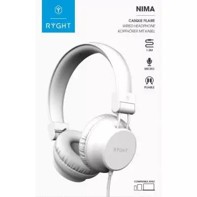 Casque filaire RYGHT NIMA - Blanc nacré - CASQUE - ECOUTEURS Casque filaire RYGHT NIMA - Blanc nacré - CASQUE - ECOUTEURS