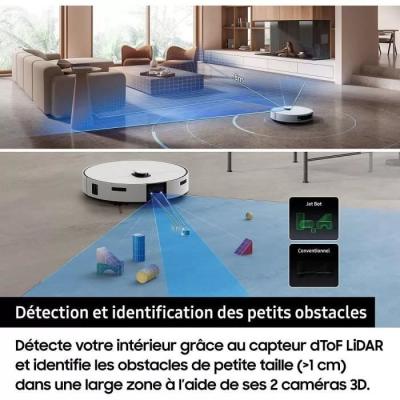 Aspirateur Robot Laveur Samsung Jet Bot Combo AI VR7MD97A14G - Clean Station & Désinfection Vapeur - Reconnaissance Objets