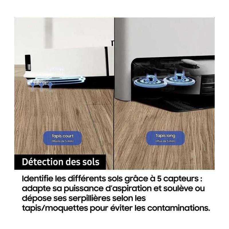 Aspirateur Robot Laveur Samsung Jet Bot Combo AI VR7MD97A14G - Clean Station & Désinfection Vapeur - Reconnaissance Objets