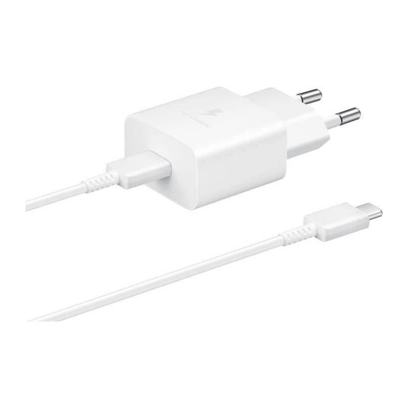 Chargeur Secteur USB C 15W + câble USB C Samsung Blanc