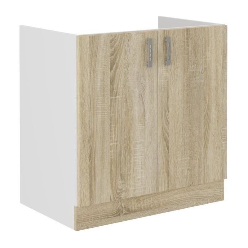 Meuble bas évier chêne sonoma - 2 portes - L80xP48xH82 cm