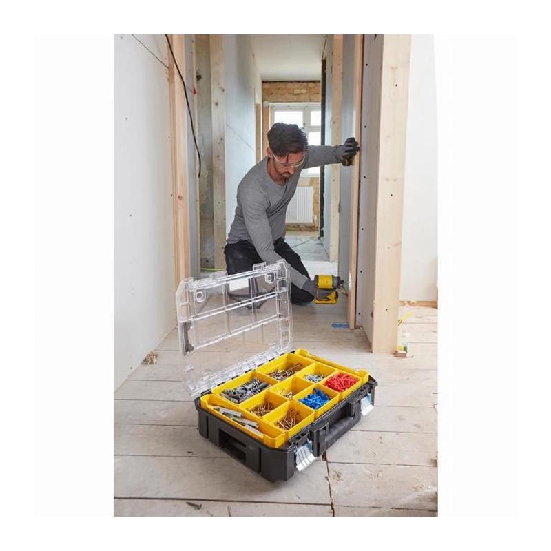 Organiseur Stanley Fatmax Tstak - Grande capacité et 10 compartiments - Noir