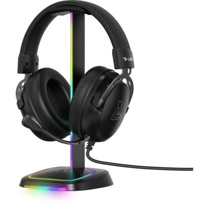 Support casque gamer G-Lab K-STAND-NEON RGB avec Hub USB/C, Éclairage RGB - Noir