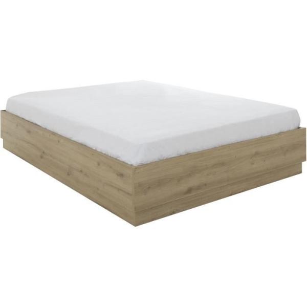 Lit coffre - TIDY - 140 x 190 cm - Chene / Ecru - Sommier inclus - GAMI