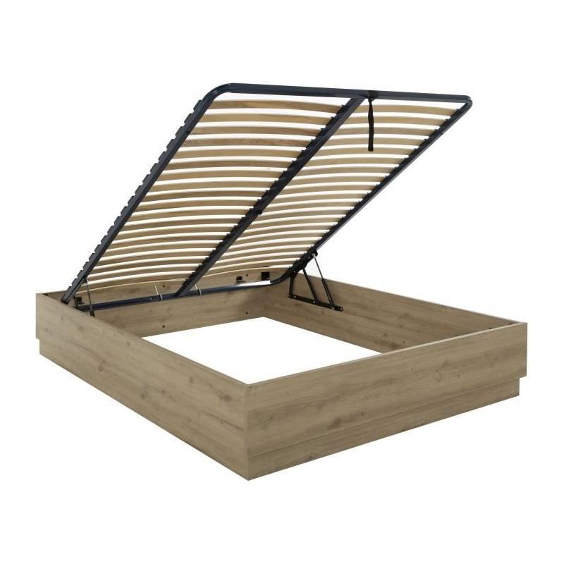 Lit coffre TIDY 140x190 cm Chene/Ecru GAMI