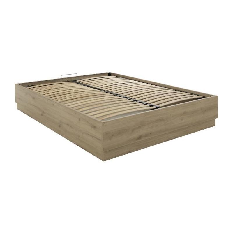 Lit coffre TIDY 140x190 cm Chene/Ecru GAMI