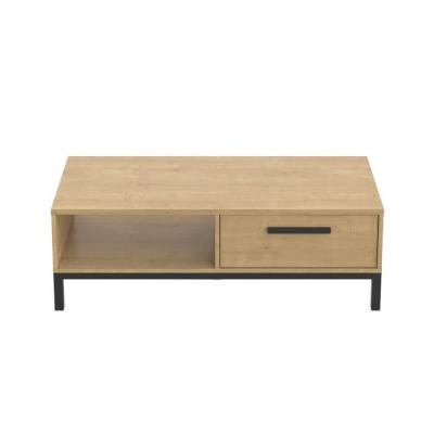 Table basse rectangulaire avec 1 tiroir et 1 niche - CRAFT - Chêne Hamilton / Noir