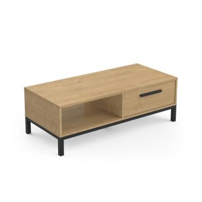 Table basse rectangulaire avec 1 tiroir et 1 niche - CRAFT - Chêne Hamilton / Noir