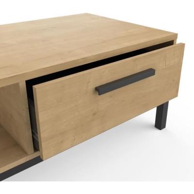 Table basse rectangulaire avec 1 tiroir et 1 niche - CRAFT - Chêne Hamilton / Noir