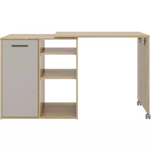 ALPAGA - Ilot pivotant - 1 porte - 156 x 60 x 88 cm - Chene Silva / Grege - GAMI