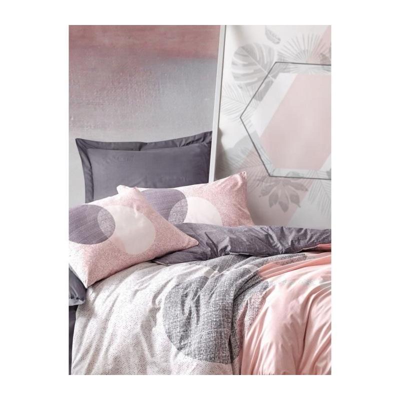 Parure de lit - 1 housse de couette 220 x 240 cm + 2 taies d'oreiller 60 x 60 cm - 100% coton renforcé - Gris