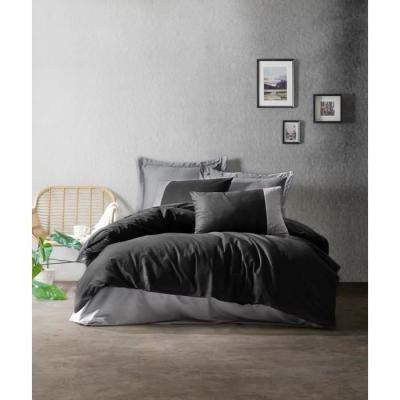 Parure de lit - 129CTN62694 - 1 housse de couette 220 x 240 cm + 2 taies d'oreiller 60 x 60 cm - 100% coton ranforcé - Noir
