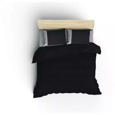 Parure de lit 220x240 cm + 2 taies 60x60 cm - 100% coton renforcé - Noir Parure de lit 220x240 cm + 2 taies 60x60 cm - 100% coton renforcé - Noir