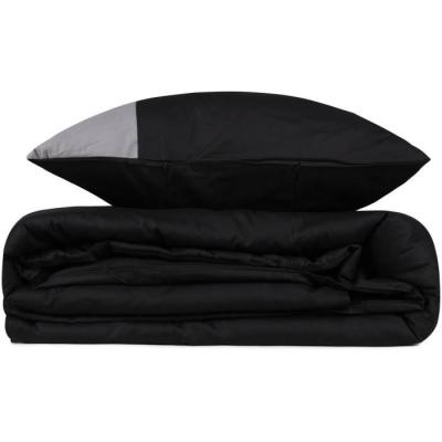 Parure de lit - 1 housse de couette 220 x 240 cm + 2 taies d'oreiller 60 x 60 cm - 100% coton renforcé - Noir