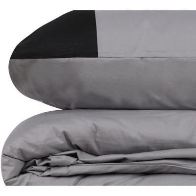 Parure de lit - 1 housse de couette 220 x 240 cm + 2 taies d'oreiller 60 x 60 cm - 100% coton renforcé - Gris