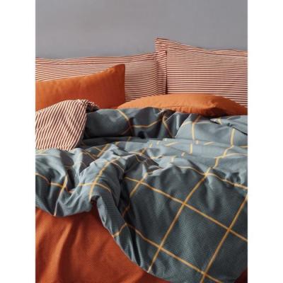 Parure de lit - 1 housse de couette 220 x 240 cm + 2 taies d'oreiller 60 x 60 cm - 100% coton renforcé - Cannelle