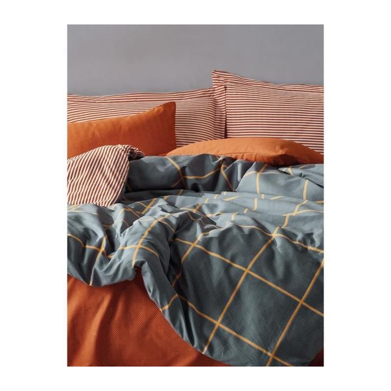 Parure de lit - 1 housse de couette 220 x 240 cm + 2 taies d'oreiller 60 x 60 cm - 100% coton renforcé - Cannelle