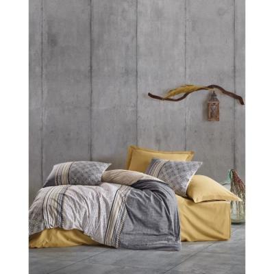 Parure de lit - 129CTN62591 - 1 housse de couette 220 x 240 cm + 2 taies d'oreiller 60 x 60 cm - 100% coton ranforcé - Gris