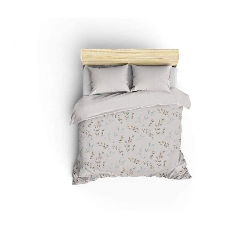 Parure de lit - 1 housse de couette 220 x 240 cm + 2 taies d'oreiller 60 x 60 cm - 100% coton renforcé - Menthe