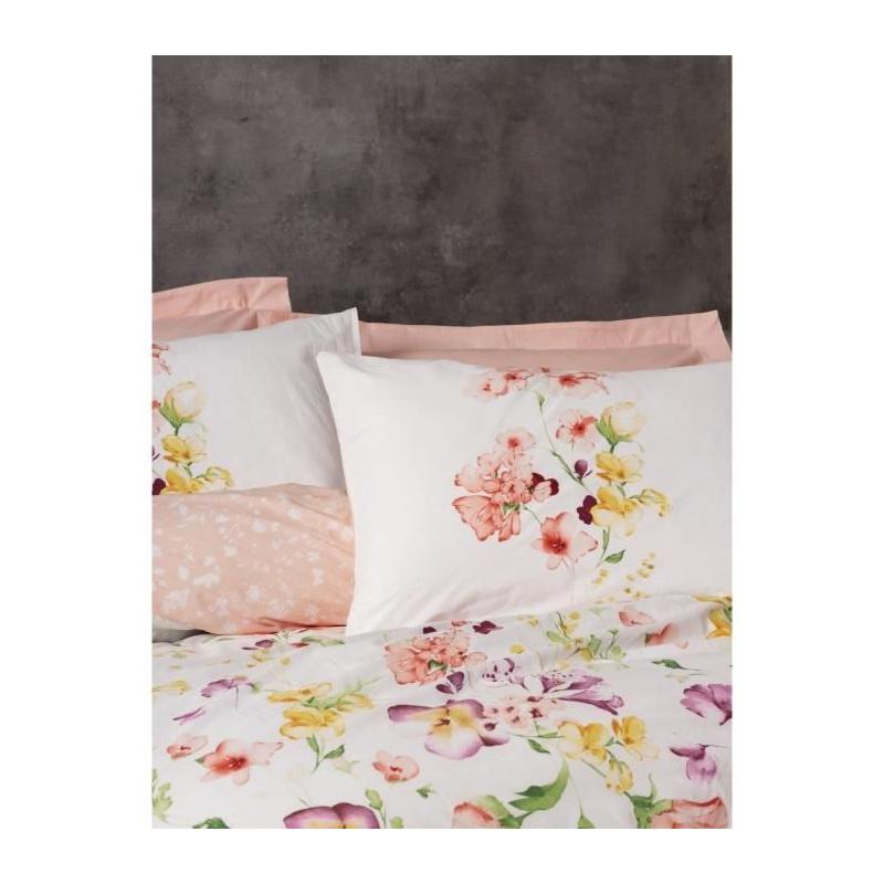 Parure de lit - 1 housse de couette 220 x 240 cm + 2 taies d'oreiller 60 x 60 cm - 100% coton renforcé - Blanc