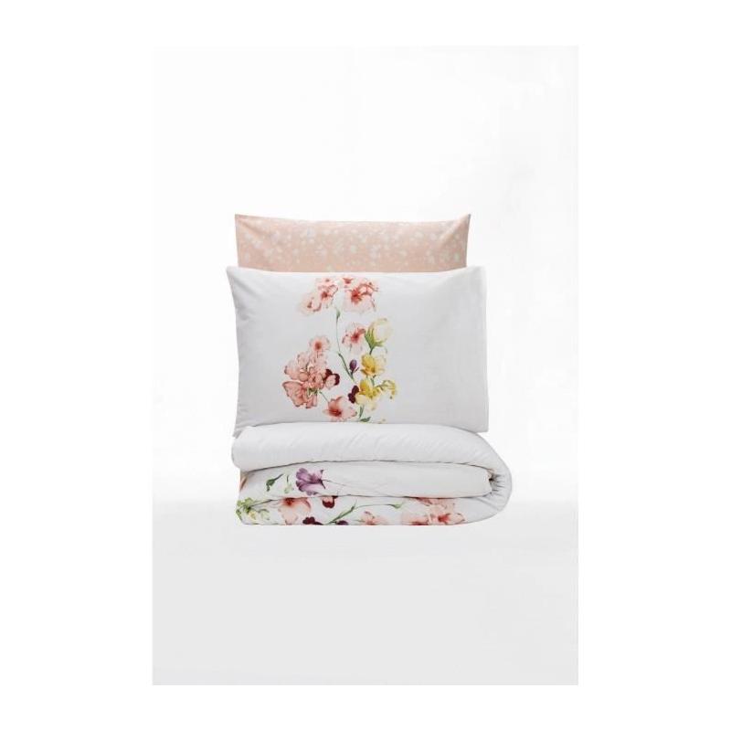 Parure de lit - 1 housse de couette 220 x 240 cm + 2 taies d'oreiller 60 x 60 cm - 100% coton renforcé - Blanc