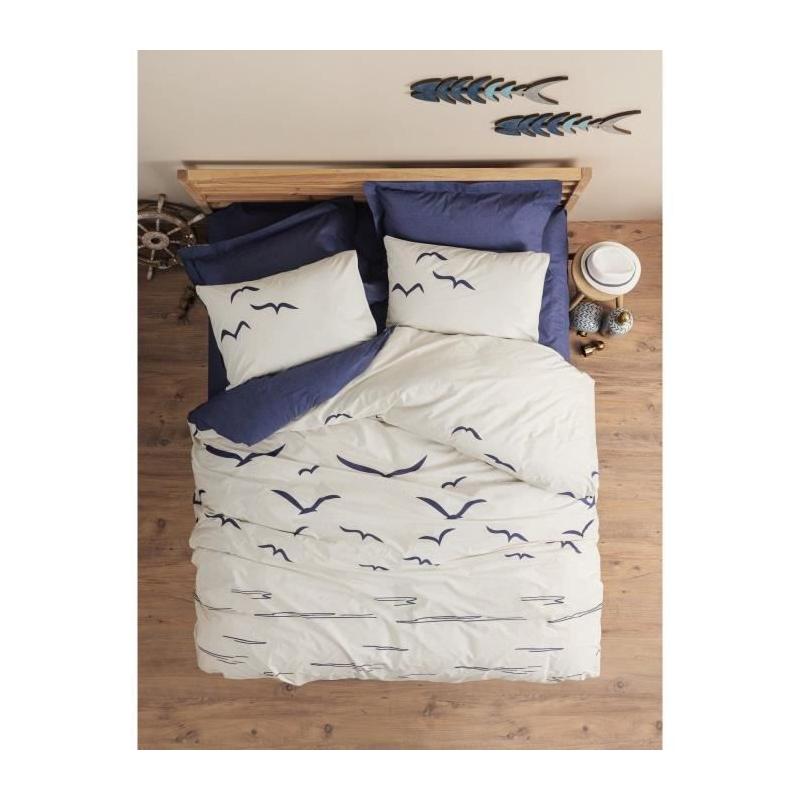 Parure de lit 220x240 cm - 100% coton - Bleu