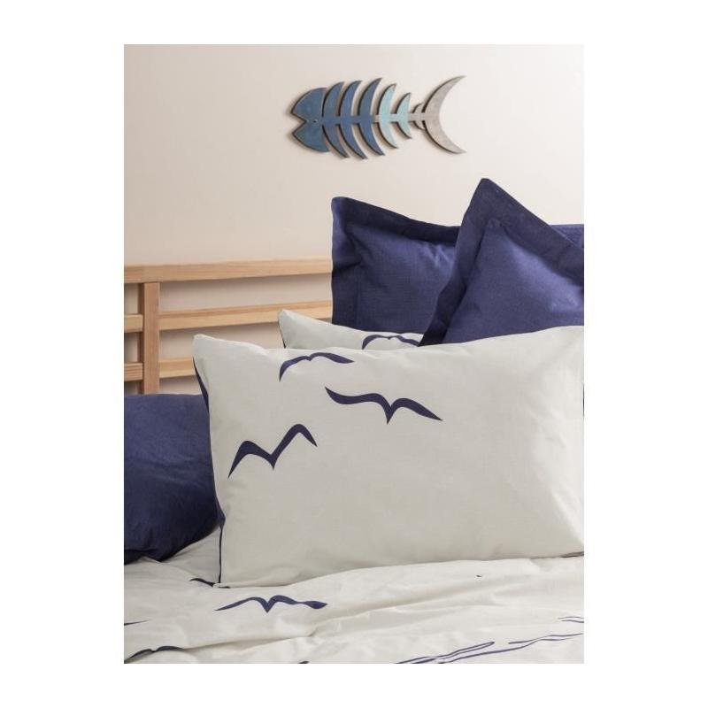 Parure de lit 220x240 cm - 100% coton - Bleu