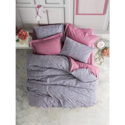 Parure de lit Rose 100% coton renforcé - 1 housse de couette + 2 taies - 220x240cm