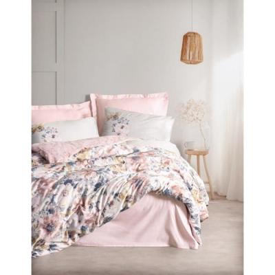 Parure de lit satinée 100% coton - Poudre