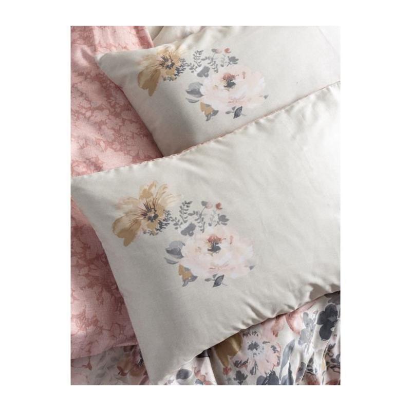 Parure de lit satinée 100% coton - Poudre