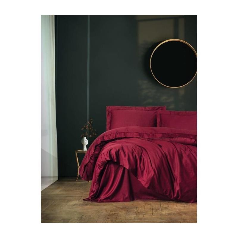 Parure de lit satinée 100% coton - Rouge
