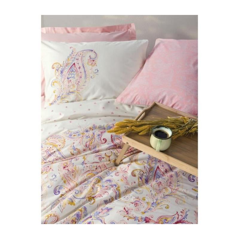 Parure de lit en coton renforcé 220x240 cm - Rose
