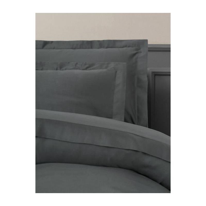 Parure de lit satinée 100% coton - Anthracite